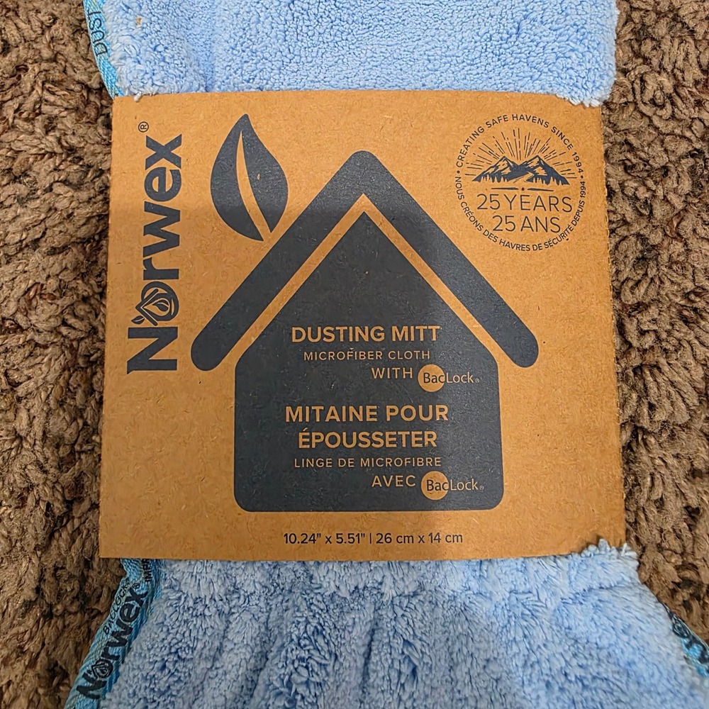 Norwex Dusting Mitt Blue Microfiber Cloth with BacLock Technology New - Picture 2 of 4